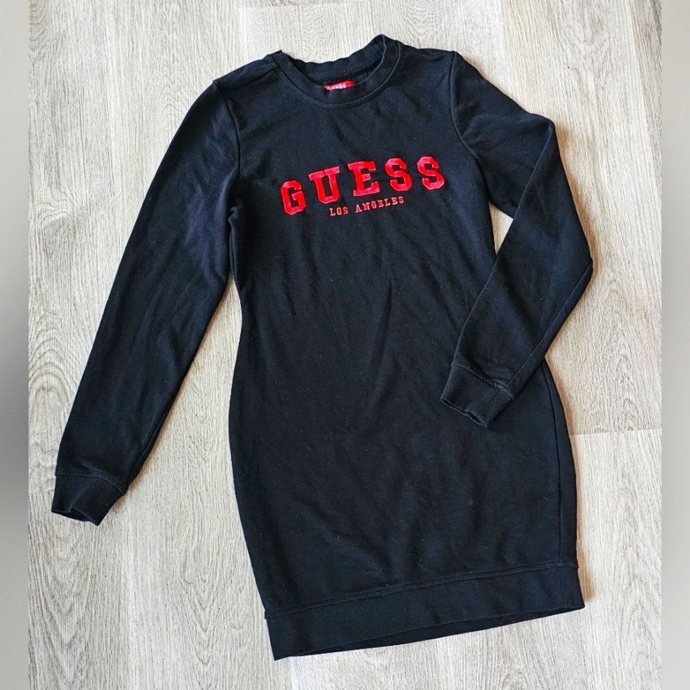 XSmall GUESS Los Angeles Black Sweatshirt Dress